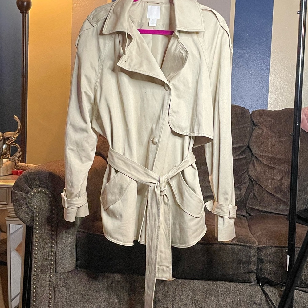 Women's Cream Belted Jacket